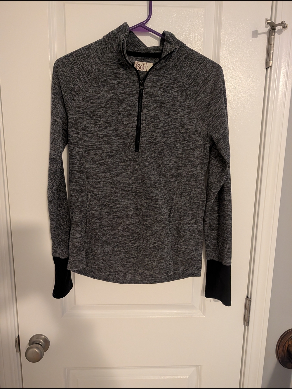 SO Gray Heather Half-Zip Pullover with Black Trim